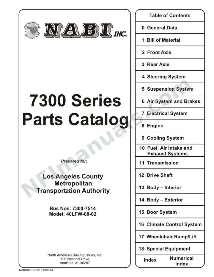 SR9042 (54000) Parts Manual, LA Metro first-page preview