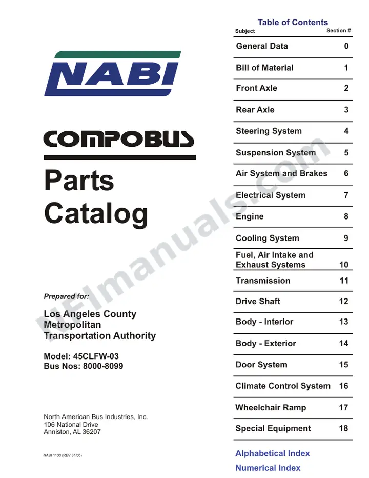 SR9077 (95000) Parts Manual, LA Metro Comp first-page preview