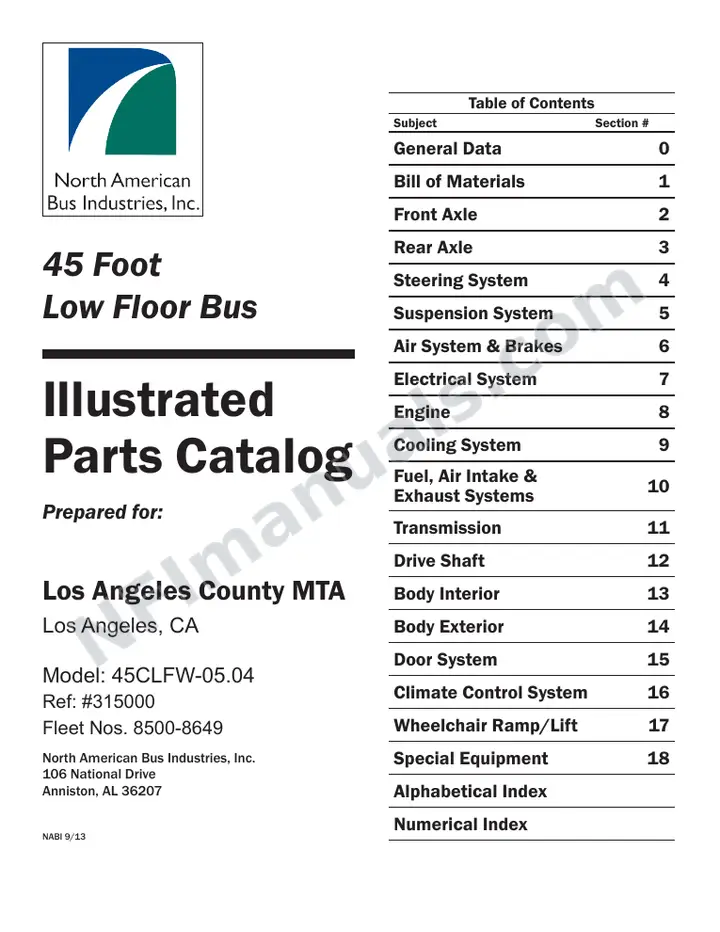 SR9264 (315000) Parts Manual, LACMTA first-page preview