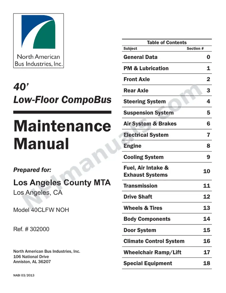 302000 Service Manual, LACMTA Los Angeles first-page preview