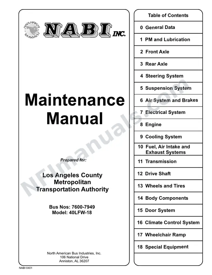 SR9097 (121000) Service Manual, LACMTA Los Angeles first-page preview