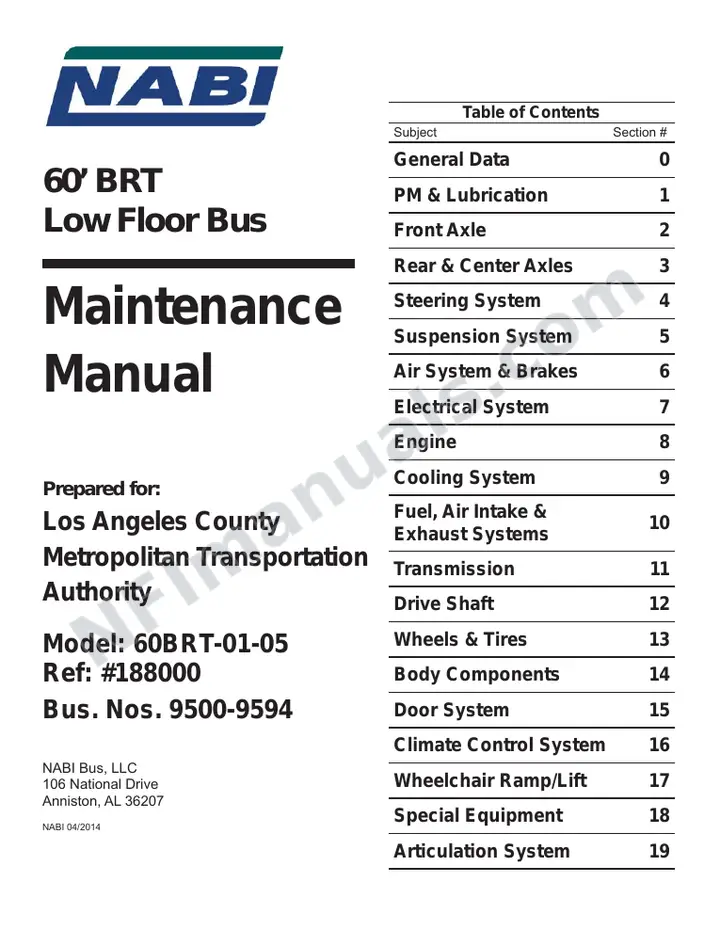 SR9146 (188000) Service Manual, LACMTA Los Angeles first-page preview
