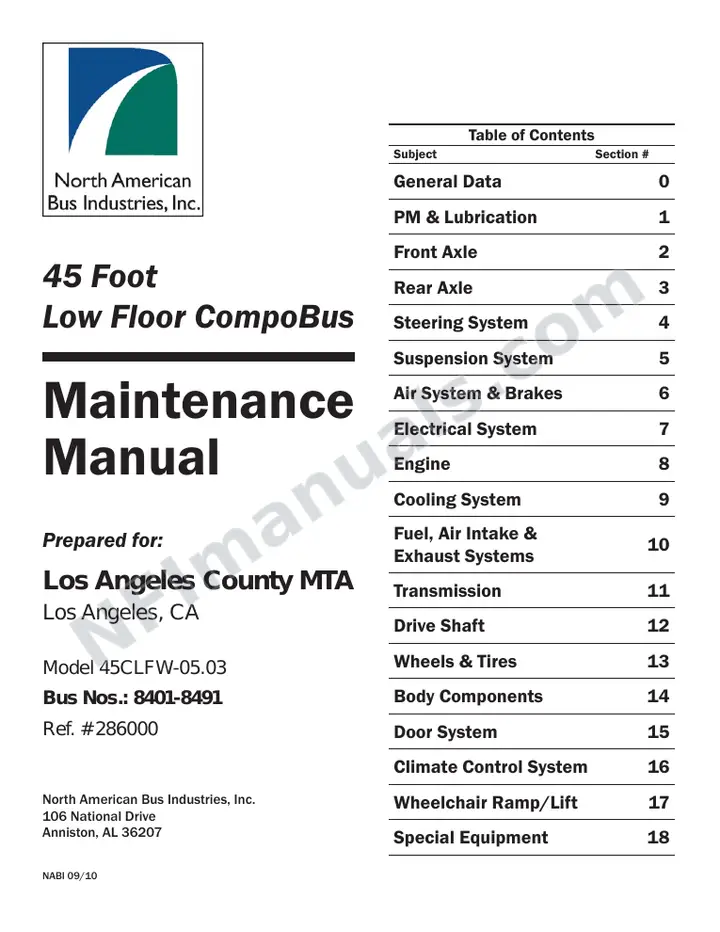 SR9234 (286000) Service Manual, LACMTA Los Angeles first-page preview