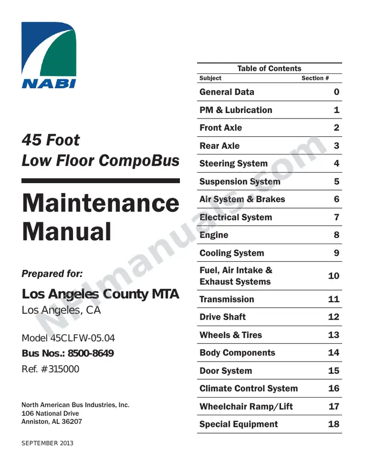 SR9264 (315000) Service Manual, LACMTA Los Angeles first-page preview