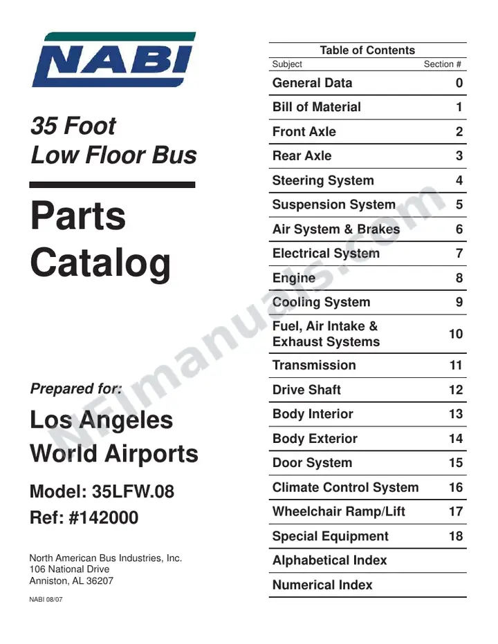 SR9115 (142000) Parts Manual, LAWA first-page preview