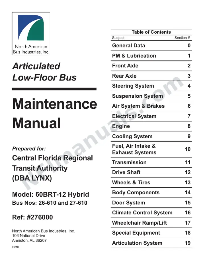 SR9224 (276000) Service Manual, LYNX Central Florida Regional Transport Authority first-page preview