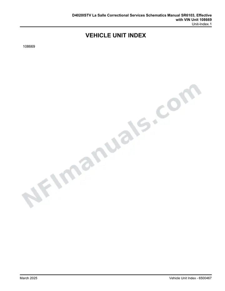 D4020ISTV La Salle Correctional Services Schematics Manual SR6103, Effective with VIN Unit 108669 first-page preview