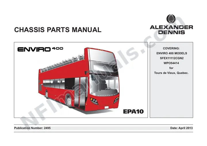 Tours du Vieux - Quebec, 2495 Chassis Parts Manual first-page preview