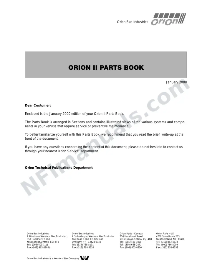 London Reference Parts Manual first-page preview
