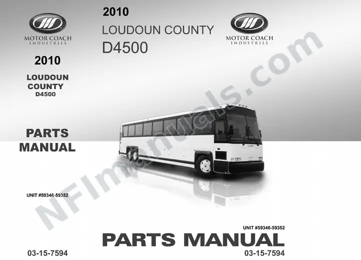 D4500 Parts Manual, Loudoun County 2010 for Units 59346-59352 first-page preview