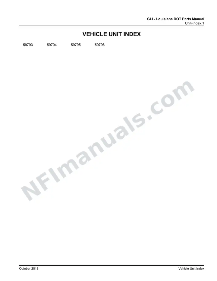 D4505 GLI Louisiana DOT Parts Manual Supplement 03 15 9144, Effective with VIN Units 59793 59796 first-page preview