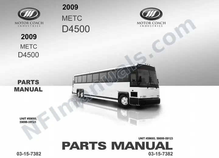 D4500 METC Parts Manual 03 15 7382, Effective with VIN Units 59080, 59099 59123 first-page preview