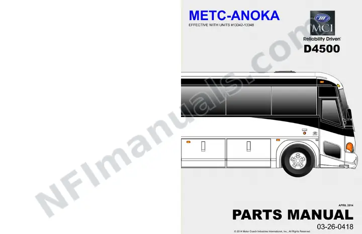 D4500 METC Anoka Parts Manual 03 26 0418, Effective with VIN Units 13342 13348 first-page preview