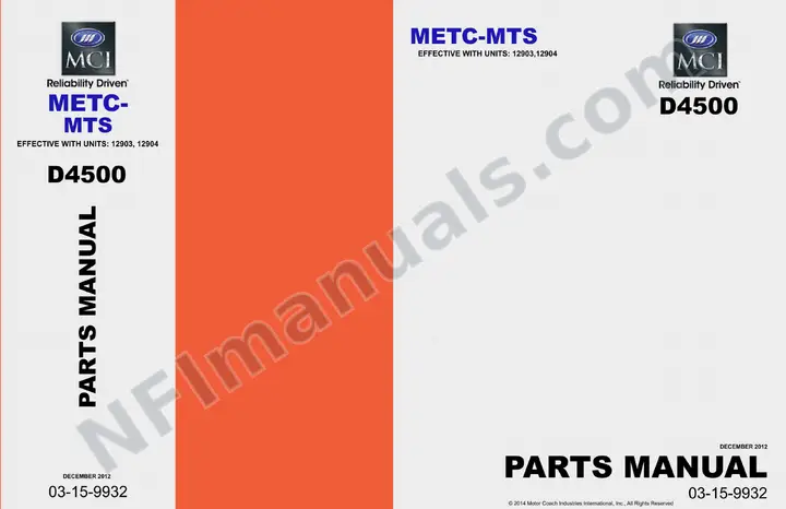 D4500 METC MTS Parts Manual 03 15 9932, Effective with VIN Units 12903 12904 first-page preview
