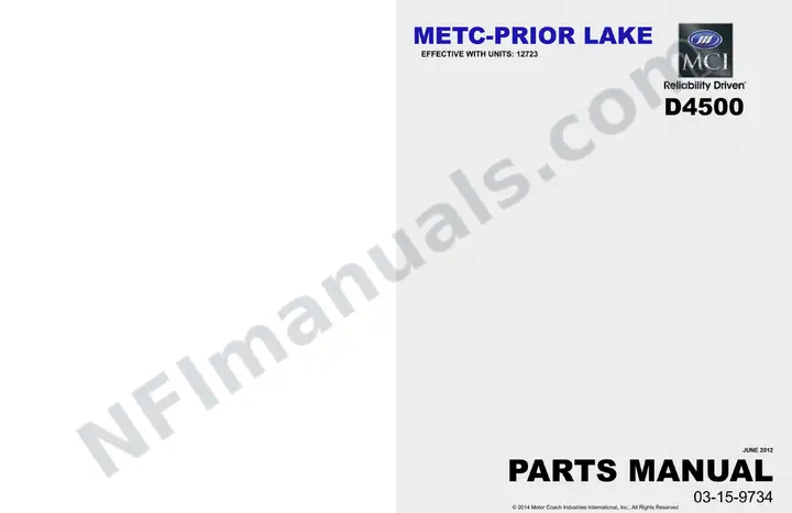 D4500 METC Prior Lake Parts Manual 03 15 9734, Effective with VIN Unit 12723 first-page preview