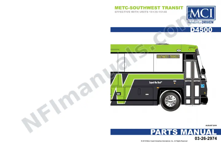 D4500 METC Southwest Transit Parts Manual 03 26 2974, Effective with VIN Units 15139 15148 first-page preview