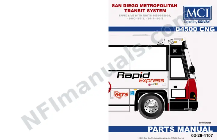 D4500 CNG SAN DIEGO MET TRANSIT(24)D4500 CNG Parts Manual, 2020 for Units 15994-15998, 16000-16015,16017-16019 first-page preview