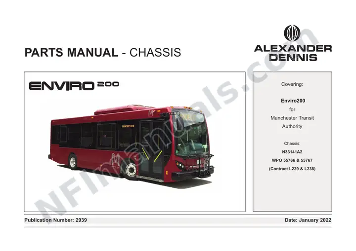2939 L229 Enviro 200 Chassis & Body Parts Manual, Manchester Transit Authority first-page preview