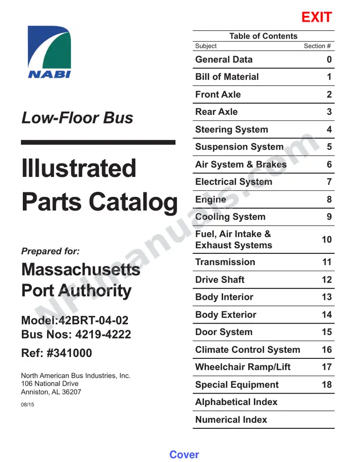 SR9292 (341000) Parts Manual, Massport first-page preview