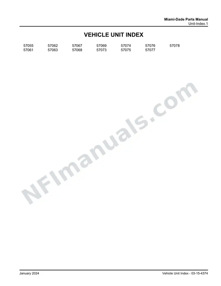 D4500 Parts Manual, Miami-Dade 2006 for Units 57055-57078 first-page preview