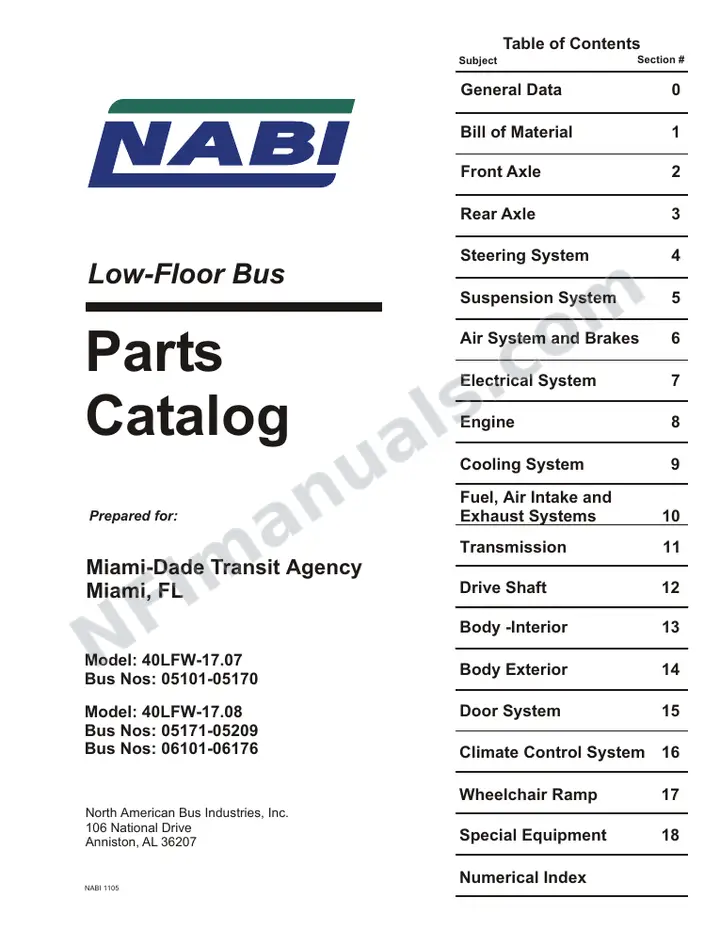 SR9098 (122000) Parts Manual, Miami-Dade first-page preview
