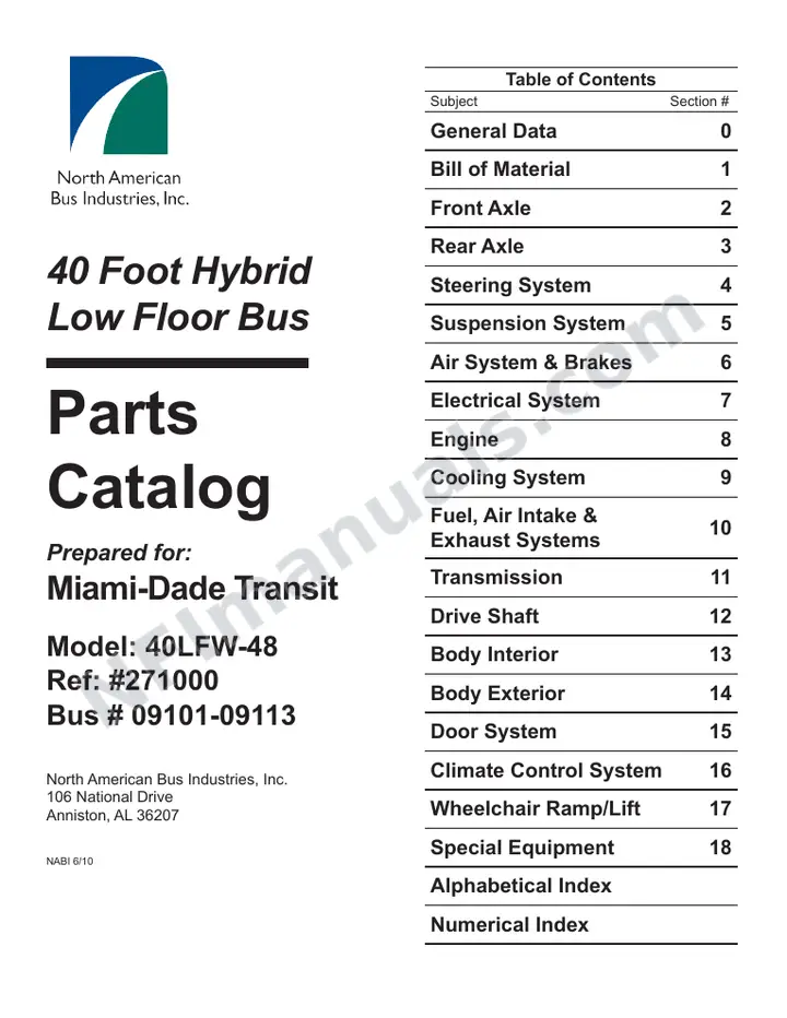 SR9220 (271000) Parts Manual, Miami-Dade first-page preview