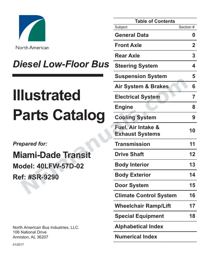 SR9290 Parts Manual, Miami-Dade first-page preview