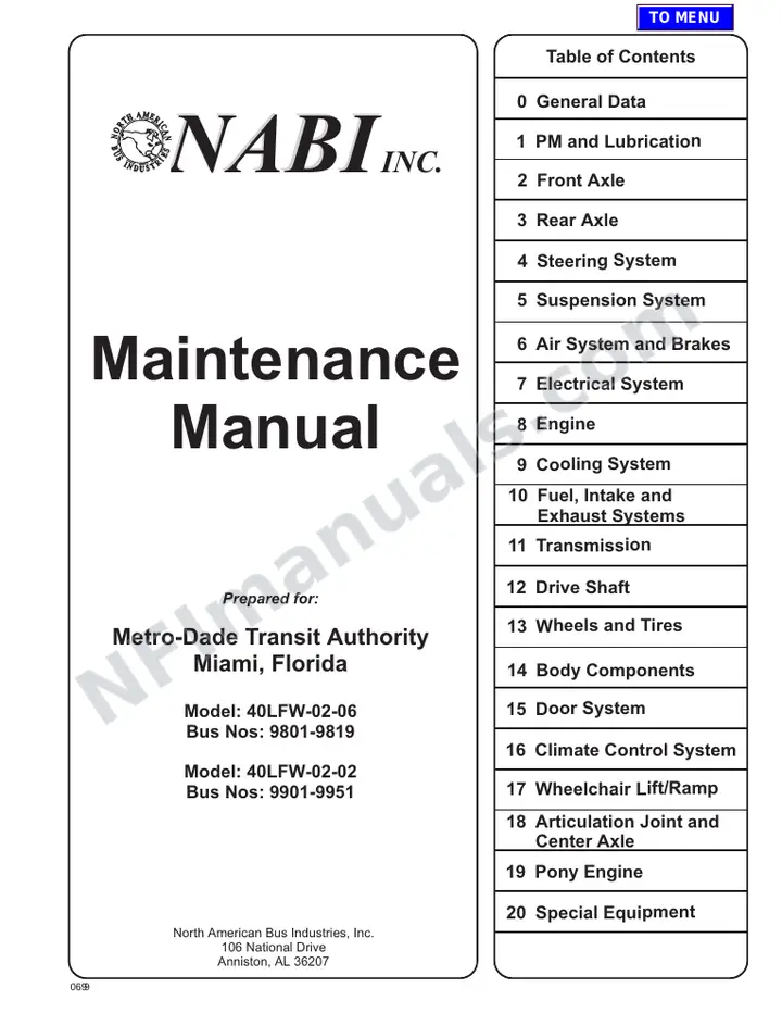 SR9019 (28000) Service Manual, Miami Dade Transit first-page preview