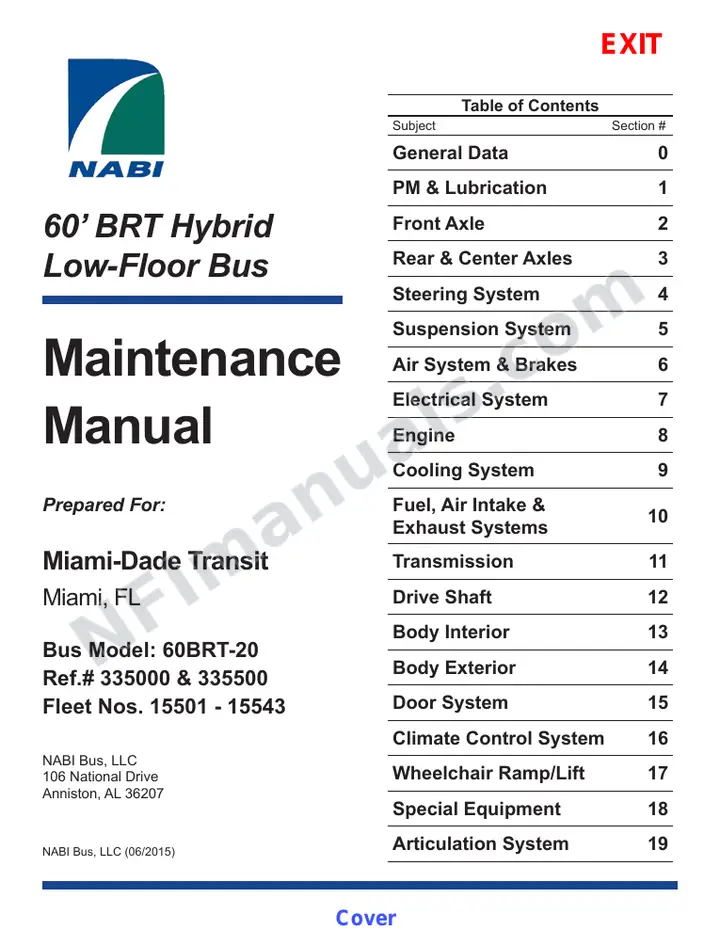 SR9287 (335000) Service Manual, Miami Dade Transit first-page preview