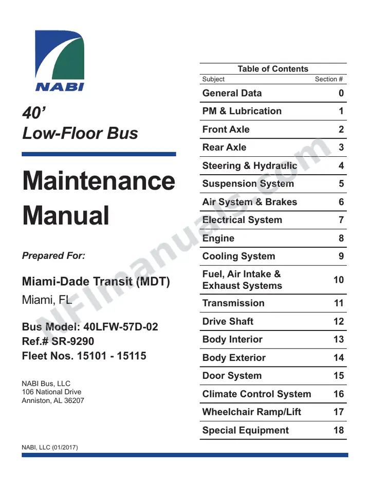 SR9290 Service Manual, Miami Dade Transit first-page preview