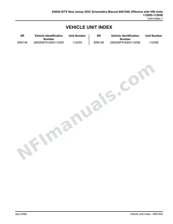 D4020 ISTV New Jersey DOC Schematics Manual 6501540, Effective with VIN Units 112055-112056 first-page preview