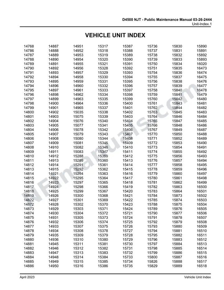 D4500 NJT - Public Maintenance Manual 03-26-2444F, 2022 for Units 14768-16560 first-page preview