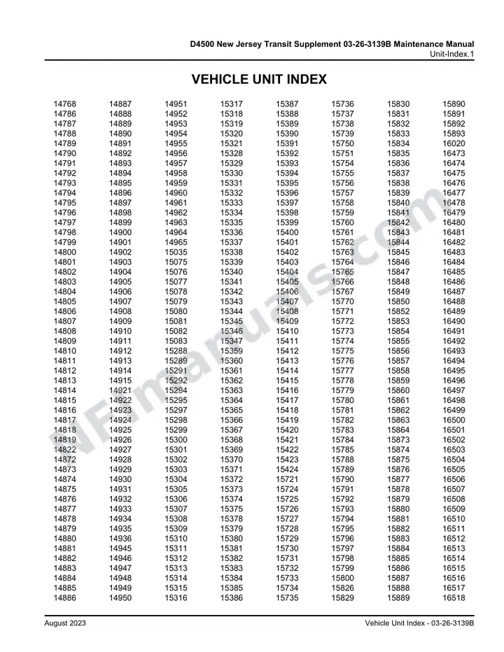 D4500 New Jersey Transit Supplement 03-26-3139B Maintenance Manual, 2020 for Units 14768-16560 first-page preview