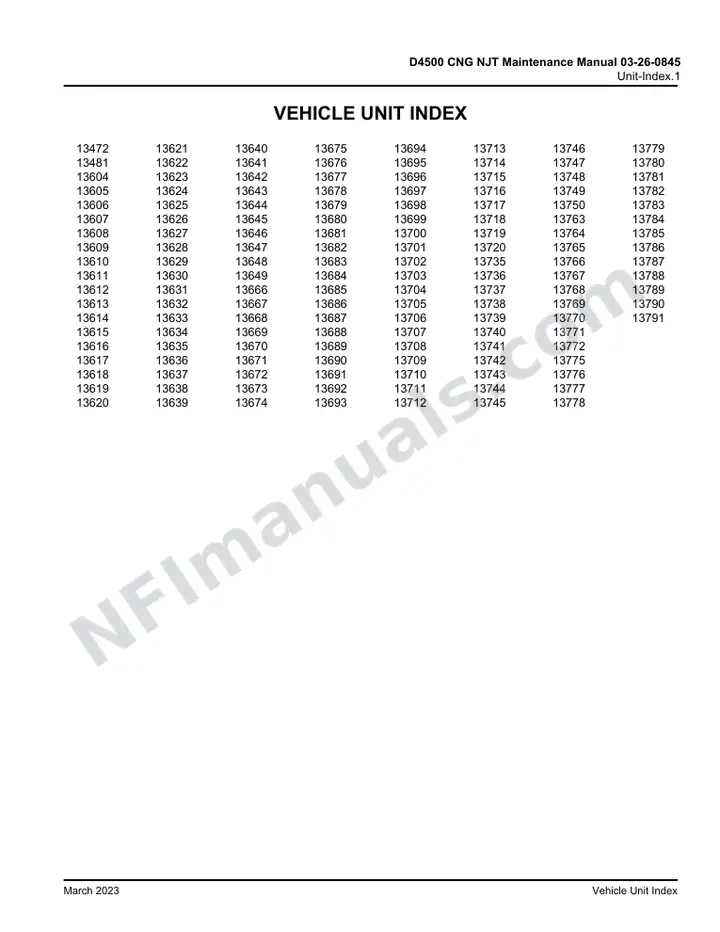 D4500 CNG NJT Maintenance Manual 03-26-0845, 2014 for Units 13472, 13481,13604-13649, 13666-13720, 13735-13750, 13763-13772, 13775-13791 first-page preview