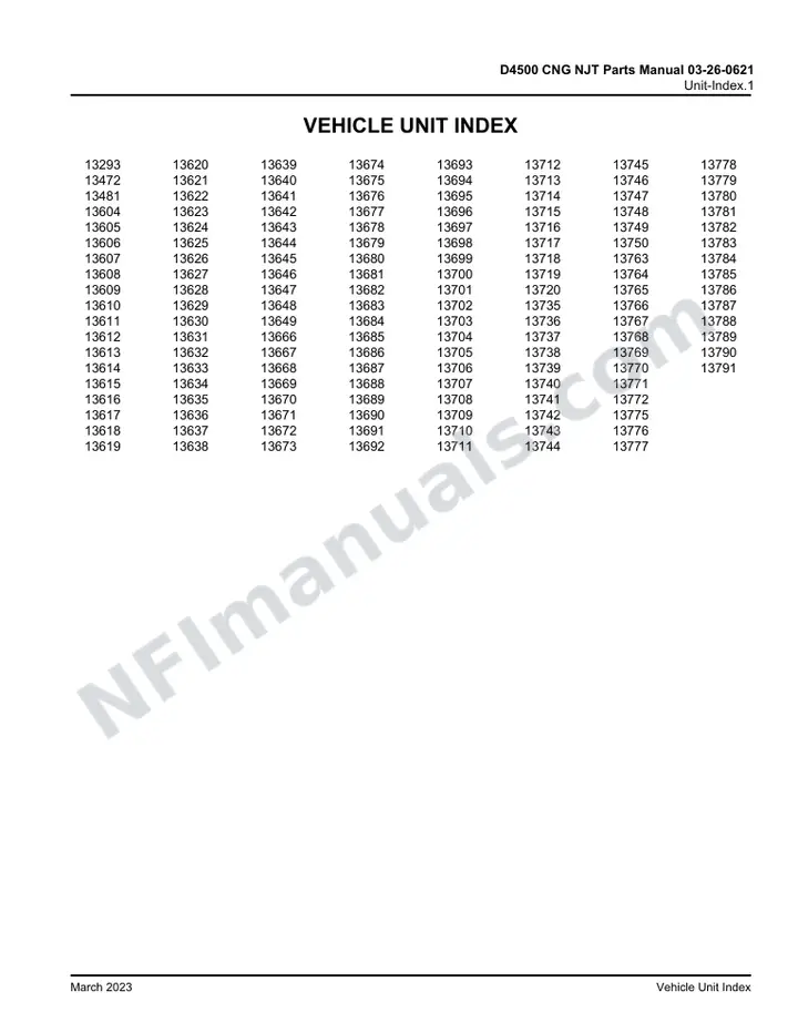 D4500 CNG NJT Parts Manual 03-26-0621 Parts Manual, 2015 for Units 13293, 13472, 13481, 13604-13649, 13666-13720, 13735-13750, 13763-13772, 13775-13791 first-page preview