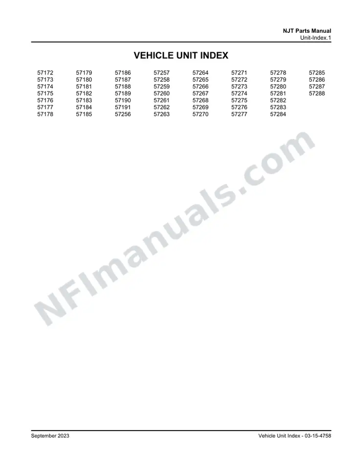 D4500 NJT Parts Manual, 2006 for Units 57172-57191, 57256-57288 first-page preview