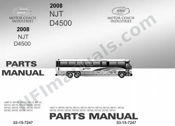 D4500 NJT Parts Manual 03 15 7247, Effective with VIN Units 58708 58731 first-page preview