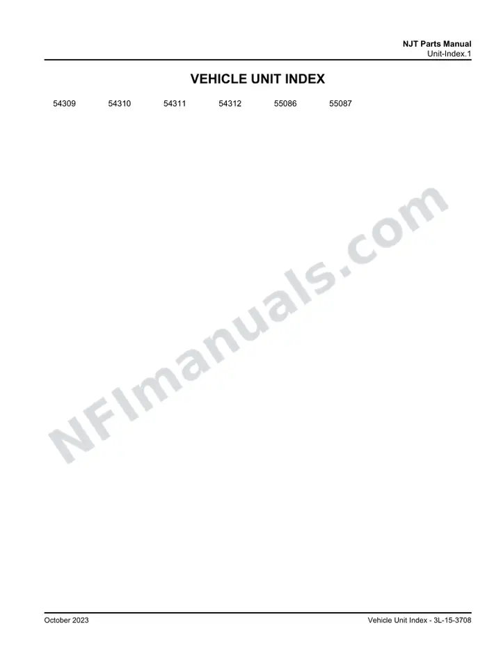 D4500 NJT Parts Manual, 2003 for Units 54309-54312, 55086-55087 first-page preview