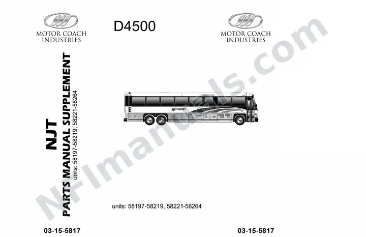 D4500 NJT Parts Manual, 2007 for Units 58197-58219, 58221-58264 first-page preview