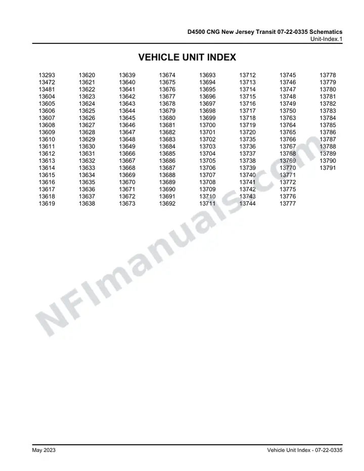 D4500 CNG New Jersey Transit 07-22-0335 Schematics, 2014 for Units 13293, 13472, 13481, 13604-13649, 13666-13720, 13735-13750, 13763-13772, 13775-13791 first-page preview