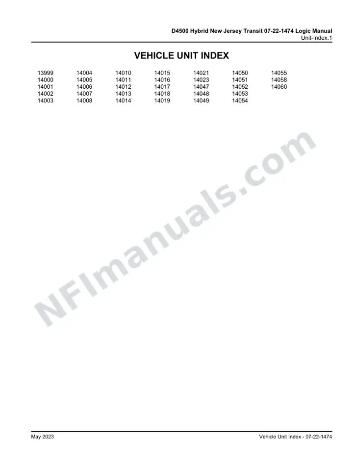 D4500 Hybrid New Jersey Transit 07-22-1474 Logic Manual, 2015 for Units 13999-14008, 14010-14019, 14021, 14023, 14047-14055, 14058,14060 first-page preview