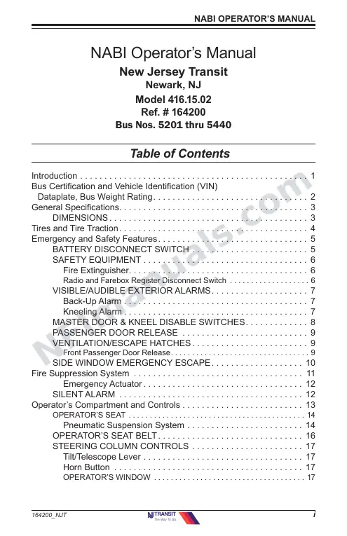 SR9133 (164200) Operator’s Manual, New Jersey Transit first-page preview