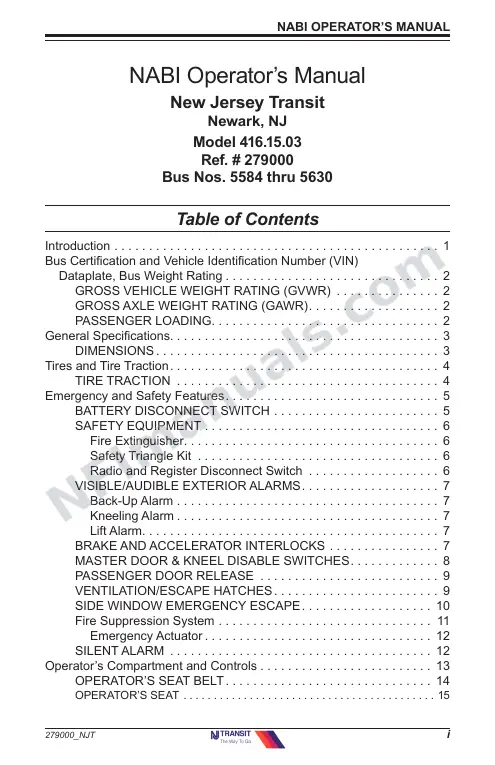 SR9226 (279000) Operator’s Manual, New Jersey Transit first-page preview