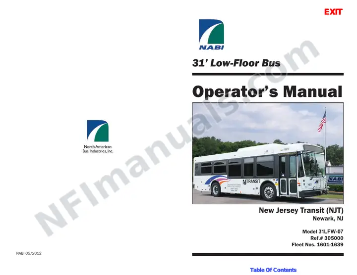 SR9252 (305000) Operator’s Manual, New Jersey Transit first-page preview