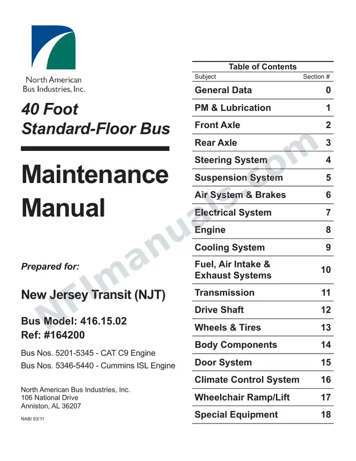 SR9133 (164200) Service Manual, New Jersey Transit first-page preview