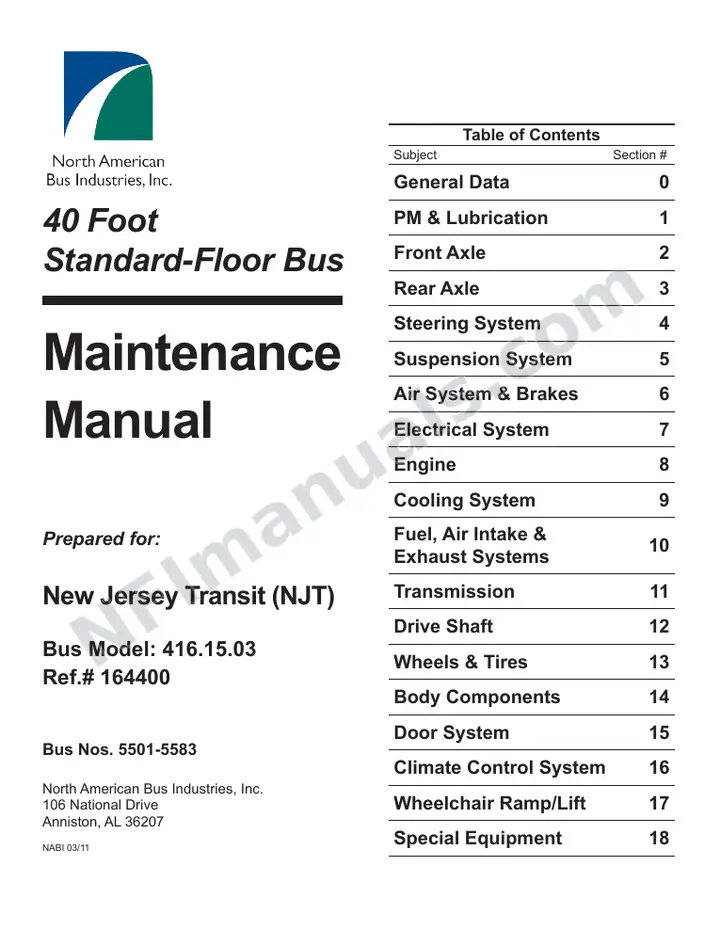 SR9134 (164400) Service Manual, New Jersey Transit first-page preview