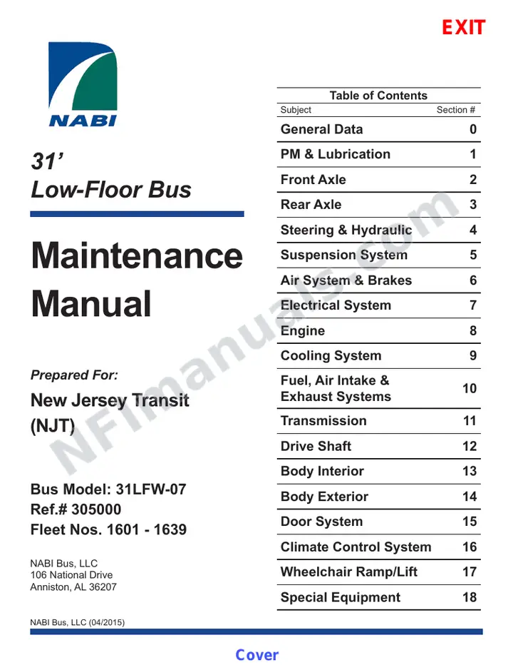 SR9252 (305000) Service Manual, New Jersey Transit first-page preview