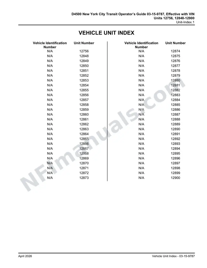 MCI D4500 Manual Package - New York City Transit included manual preview