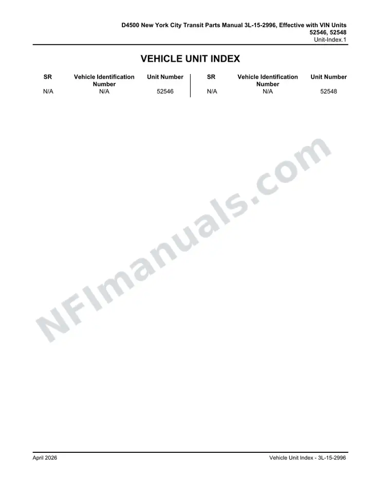 102DL3 Parts Manual, NYCTA 2000 for Units 52546, 52548 first-page preview
