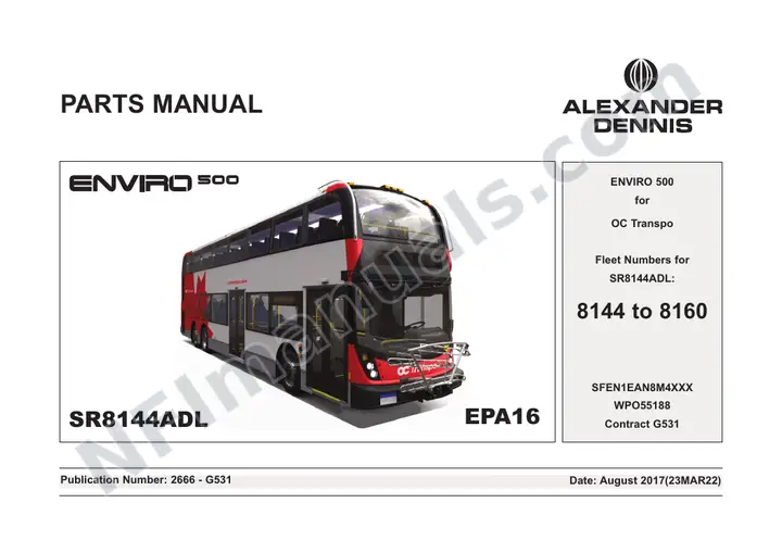 OC Transpo 2605 - G532 chassis/body parts manual first-page preview